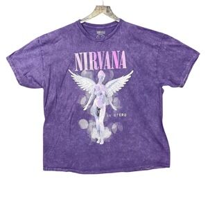 Nirvana Band‎ Tee 2X Purple In Utero Angel Graphic T-Shirt Retro Grunge NWOT